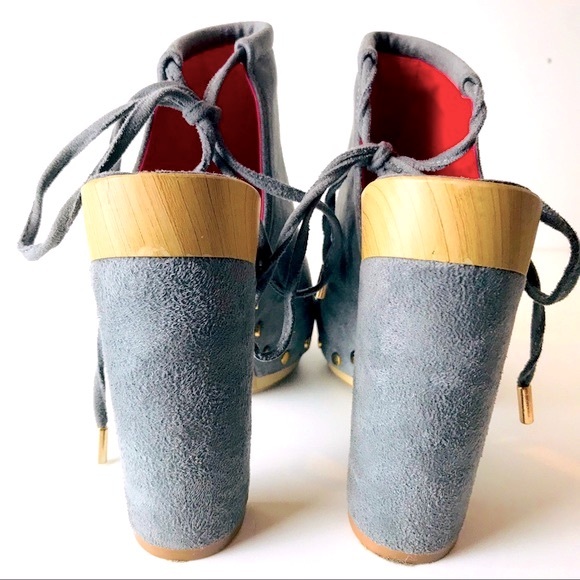 Reneeze Gray Studded Ankle Tie Peep Toe Heels  Size 7.5 - Picture 12 of 14